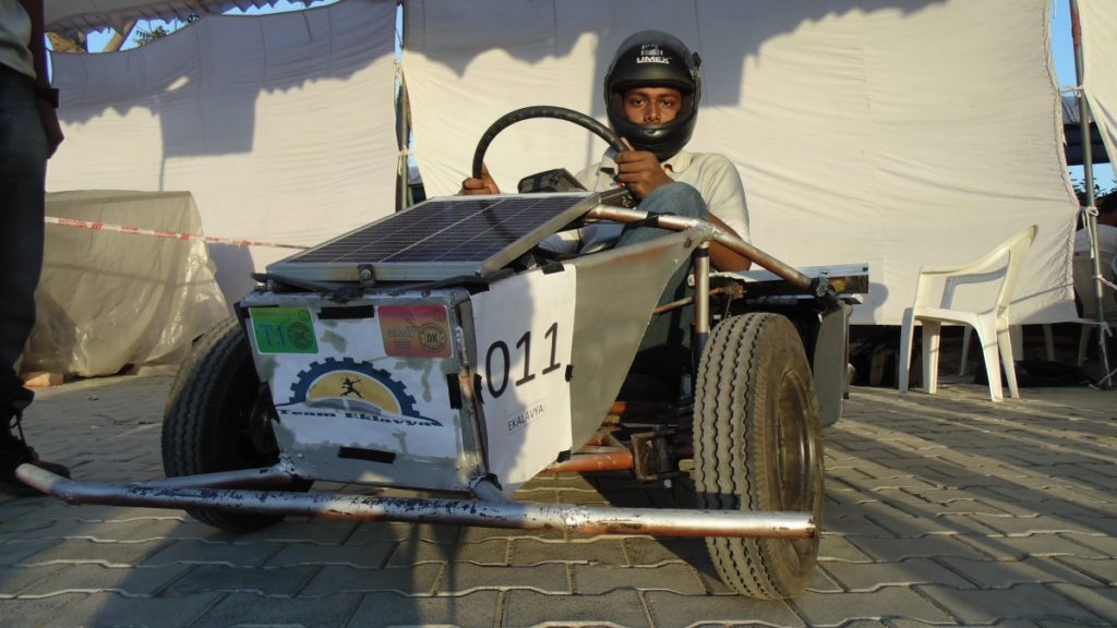 Arnab or Crazy Engineer trying to pose on the Solar Go-Kart