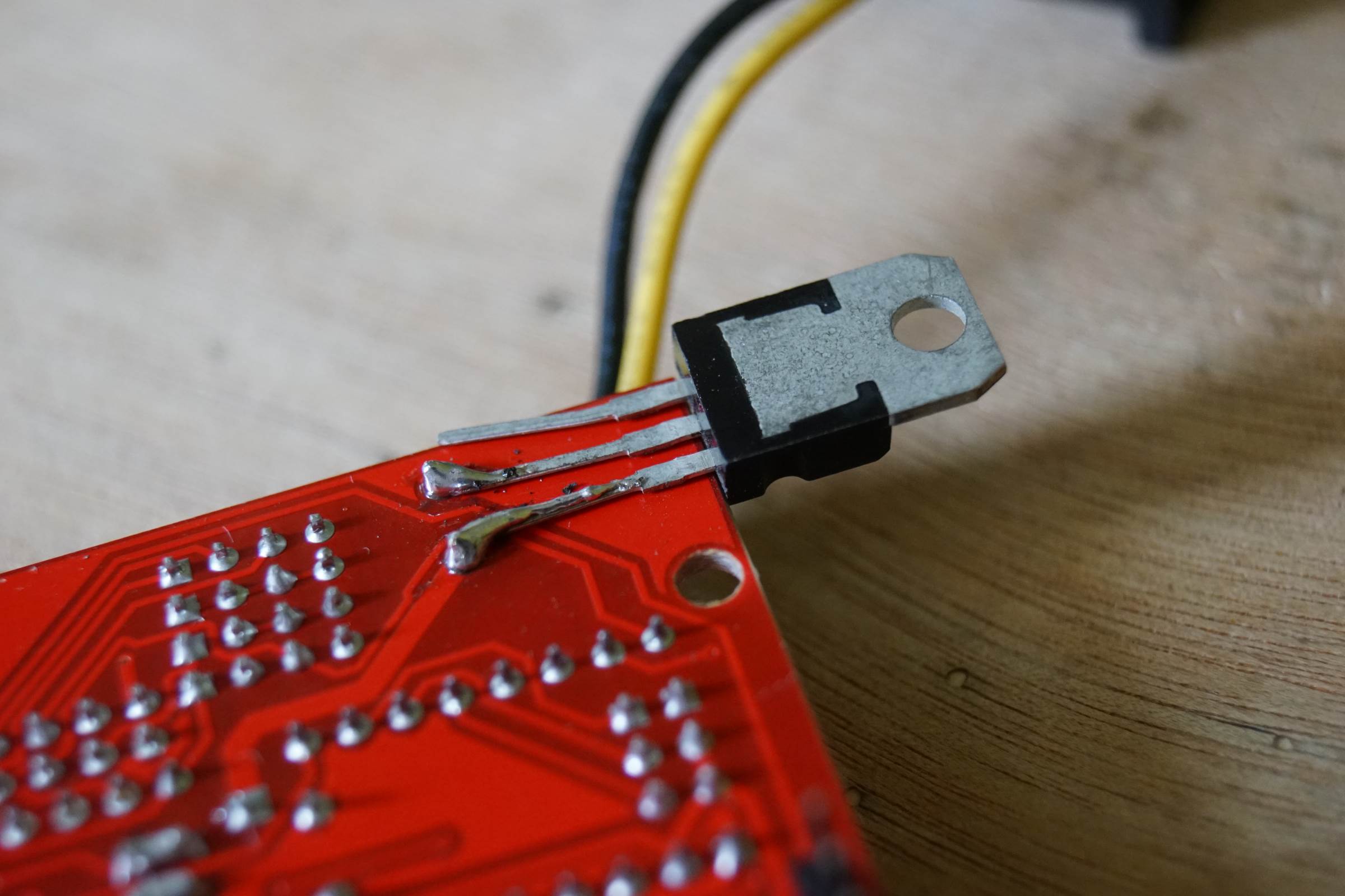 LM7806 Soldered Directly on 12 Input to Provide 6V for Micro Servo
