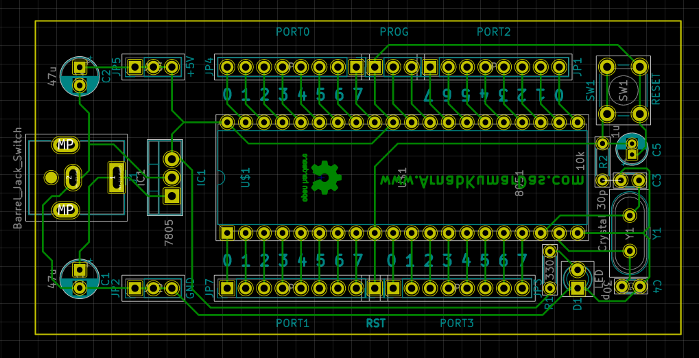 PCB layout of 8051 / AT89C51 Development Board