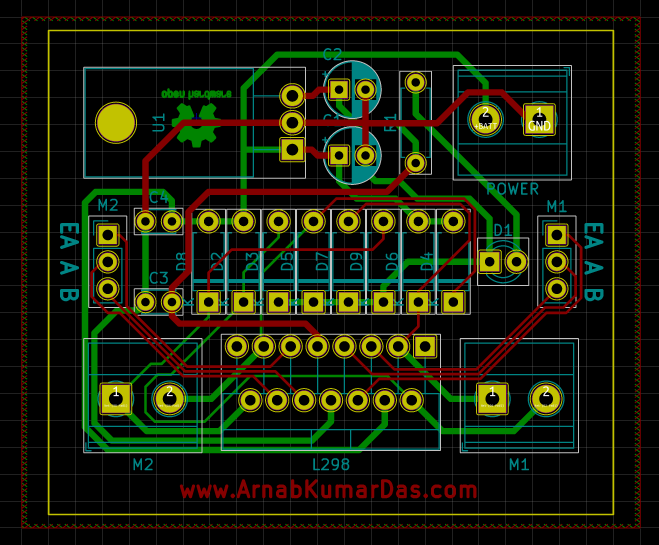 PCB layout of L298 Motor Driver Module