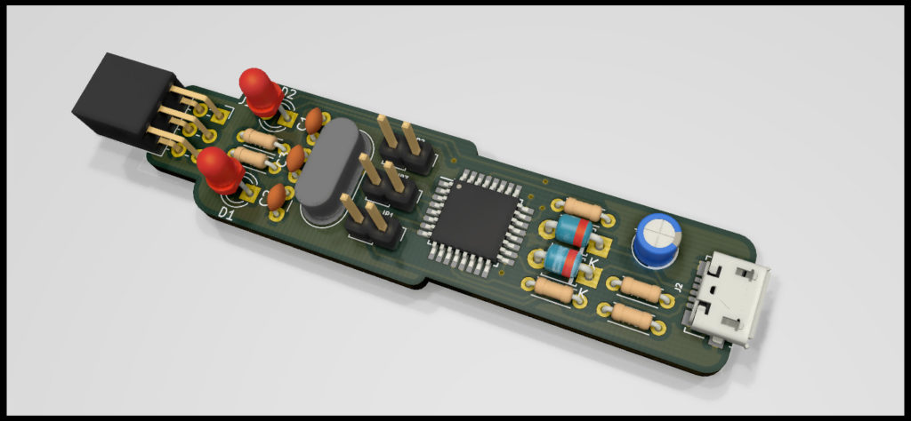 Raytraced Render of USBasp In-Circuit Programmer for Atmel AVR MCU