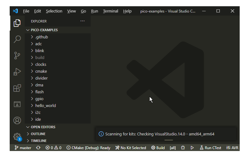 Folder Loading pico-examples in Visual Studio Code