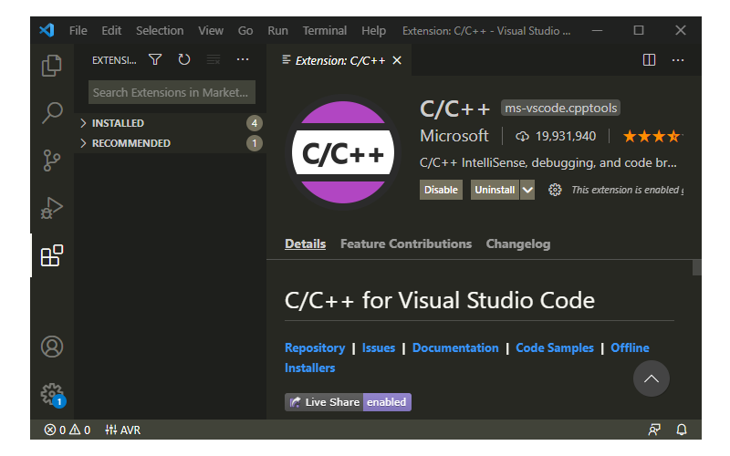 Install C/C++ Extension