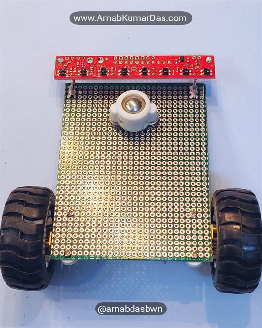 Arduino Line Follower Robot V1 Mounting QTR-8RC Sensor to Zero PCB / Perf Board Chassis