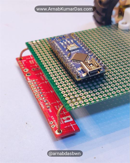 Arduino Line Follower Robot V1 Mounting  Arduino Nano to Zero PCB / Perf Board Chassis
