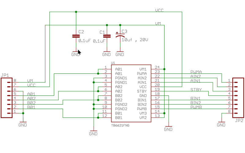 TB6612FNG Pin Out and Schematic