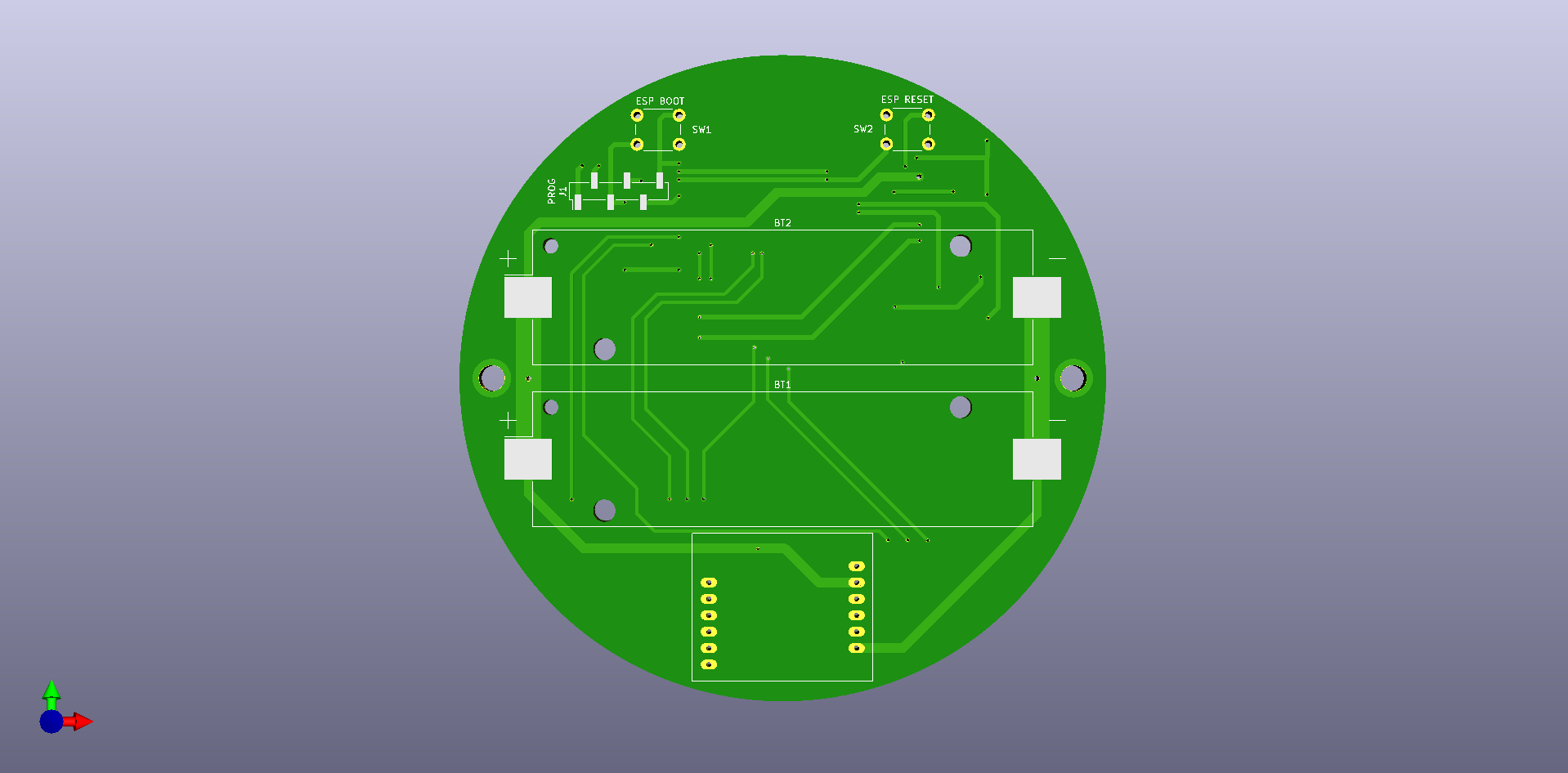 KiCad Render of PCB of Smart Dustbin IoT Project